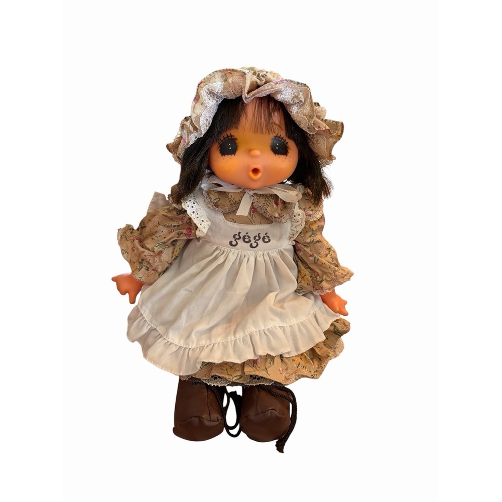 Vintage 1977 Sekiguchi Mademoiselle GEGE 14" Japan Thumb Sucking Doll Dark Eyes